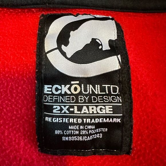 Vintage Ecko Unlimited Full Zip Hoodie Red | Men Size 2XL - Picture 3 of 12